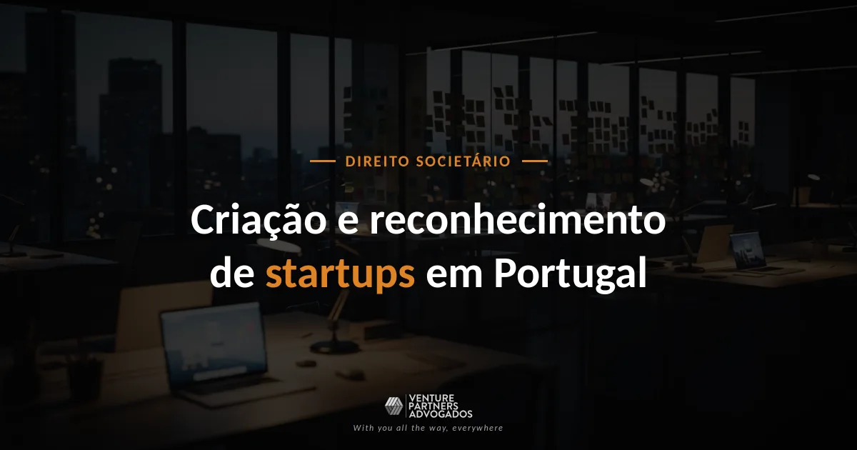 Ambiente de trabalho de uma startup tecnológica, ilustrando o processo de criação e reconhecimento de startups em Portugal